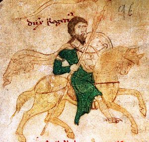 Roger II of Sicily. From: the "Liber ad honorem Augusti" of Petrus of Ebulo, 1196